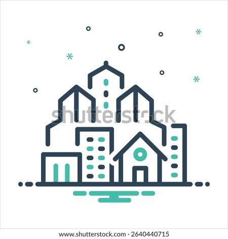 Vector colorful mix icon for mixed use development