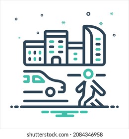 Vektorfarbiges Mischsymbol für Mobilität
