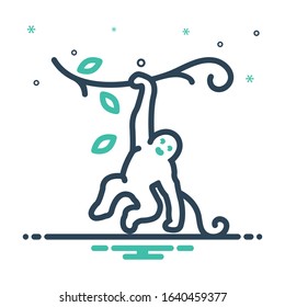 Vector colorful mix icon for monkey on tree