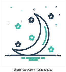 Vector colorful mix icon for moon