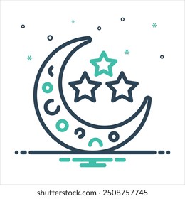 Vector colorful mix icon for moon