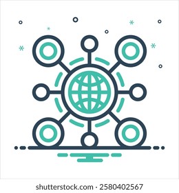 Vector colorful mix icon for network building