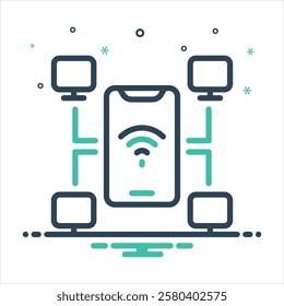 Vector colorful mix icon for online networking