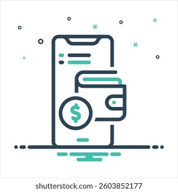 Vector colorful mix icon for online wallet