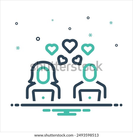 Vector colorful mix icon for online dating