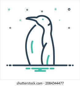 Vector colorful mix icon for penguin