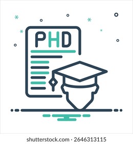 Ícone de mistura colorida vetorial para phd