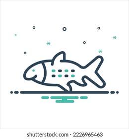 Vector colorful mix icon for pike