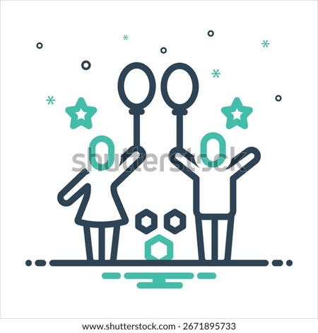Vector colorful mix icon for playtime pleasures