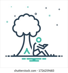 Vector colorful mix icon for read under tree