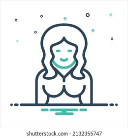 Vector colorful mix icon for redhead