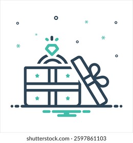 Vector colorful mix icon for ring with box