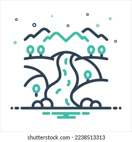 Vector colorful mix icon for river
