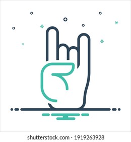 Vector colorful mix icon for rock; hand