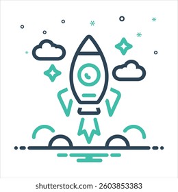 Vector colorful mix icon for rocket