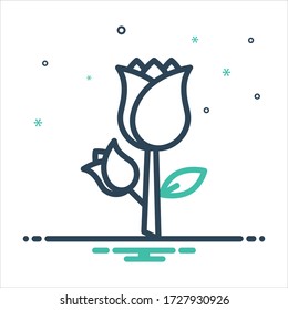 Vector colorful mix icon for rose