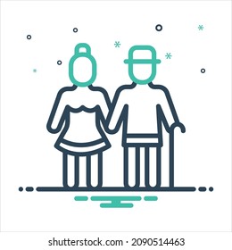 Vector colorful mix icon for seniors