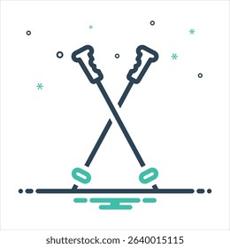 Vector colorful mix icon for ski pole