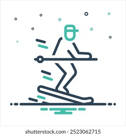 Vector colorful mix icon for skiing