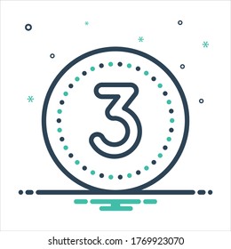 Vector colorful mix icon for three