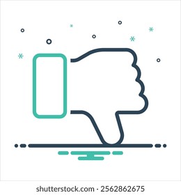 Vector colorful mix icon for thumb down