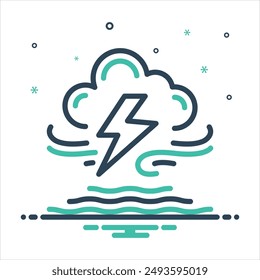 Vector colorful mix icon for thunderstorm