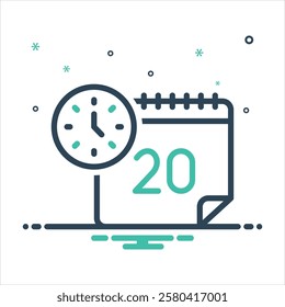 Vector colorful mix icon for time and date
