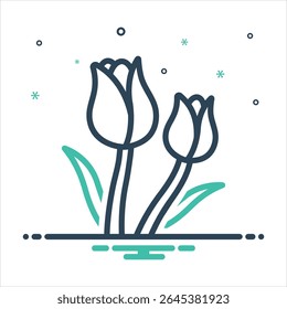 Vector colorful mix icon for tulip
