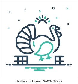 Vector colorful mix icon for turkey farm