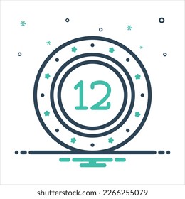 Vector colorful mix icon for twelve