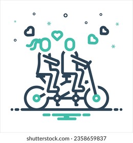 Vector colorful mix icon for two happy couple