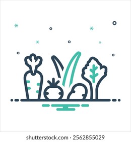 Vector colorful mix icon for vegetable garden
