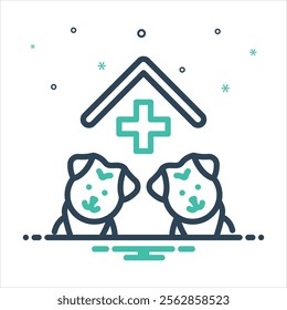 Vector colorful mix icon for veterinary