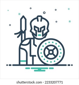 Vector colorful mix icon for warrior