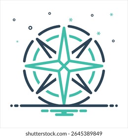 Vector colorful mix icon for wind rose