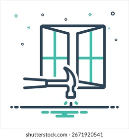 Vector colorful mix icon for window installation