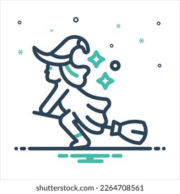 Vector colorful mix icon for witch