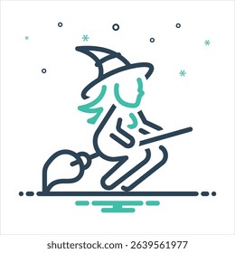 Vector colorful mix icon for witch