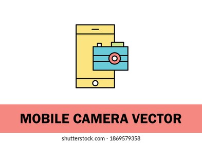 Vector of colorful mobile camera icon. Isolated on white background. 