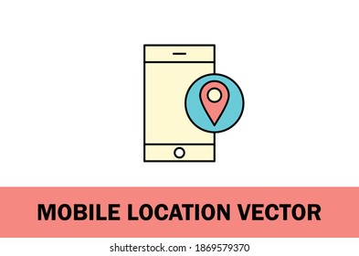 Vector of colorful mobile location icon. Isolated on white background. 