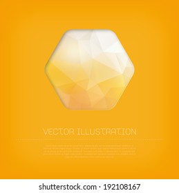 Vector colorful modern cut out yellow hexagonal banner / badge / label with vibrant polygonal texture