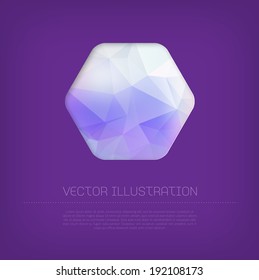 Vector colorful modern cut out purple hexagonal banner / badge / label with vibrant polygonal texture
