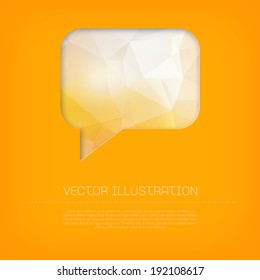 Vector colorful modern cut out yellow speech bubble with vibrant polygonal texture