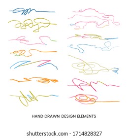 Vector colorful modern set with hand drawn doodle abstract round llustrations. Can be used as elemets for design greeting cards, poster, card, packaging paper design