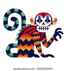 Vector Colorful Monkey Alebrije Monster Illustration Isolated