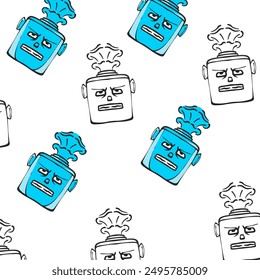 Vector colorful monster head pattern with line art
