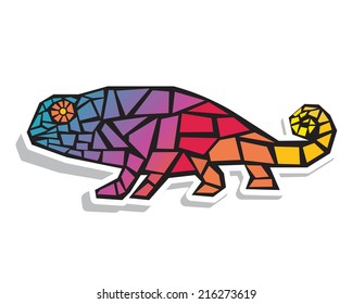 Vector colorful mosaic image of a chameleon.