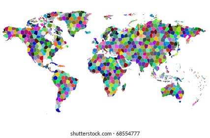 Mapa de mosaicos de colores vectoriales del mundo.