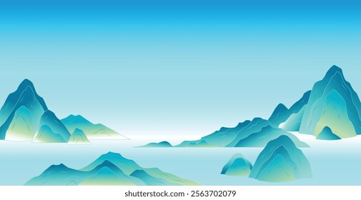 Vector colorful mountains landscape background