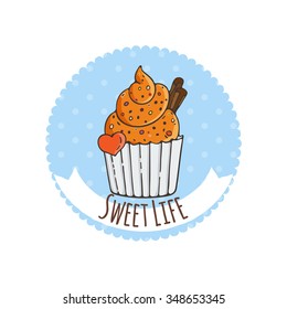 Vector Colorful Muffins Background. Cakes, Sweets.